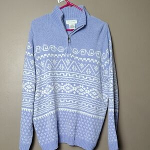 White Stag Periwinkle / White Patterned Acrylic Sweater Size XL